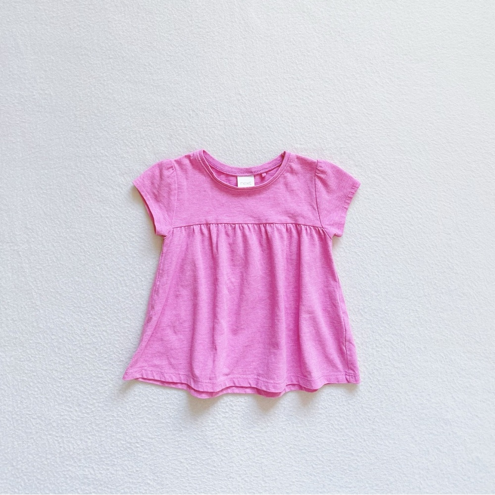 5/$18 Next Baby Toddler Girl Fuchsia Pink Ruffle Short Sleeve Cotton Tee 18-24M